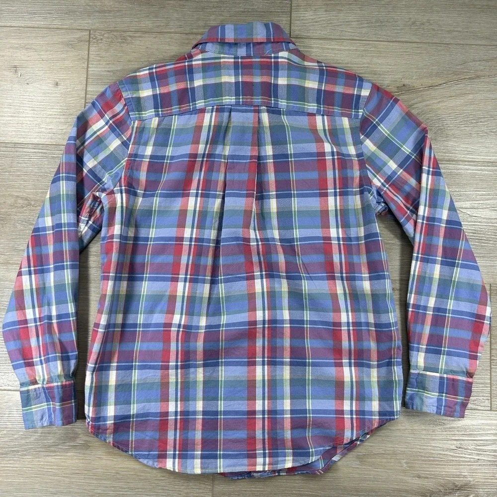Ralph Lauren Medium (10-12) Pastel Plaid Long Sleeve Button Down 100% Cotton‎
